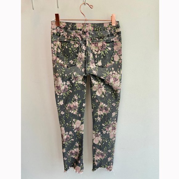 🌸2x HP!🌸 Hudson Jeans Girls Dixie Floral Print Skinny Raw Hem Jeans - Picture 7 of 15